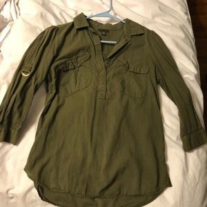 Olive Green Half Sleeve Blouse
